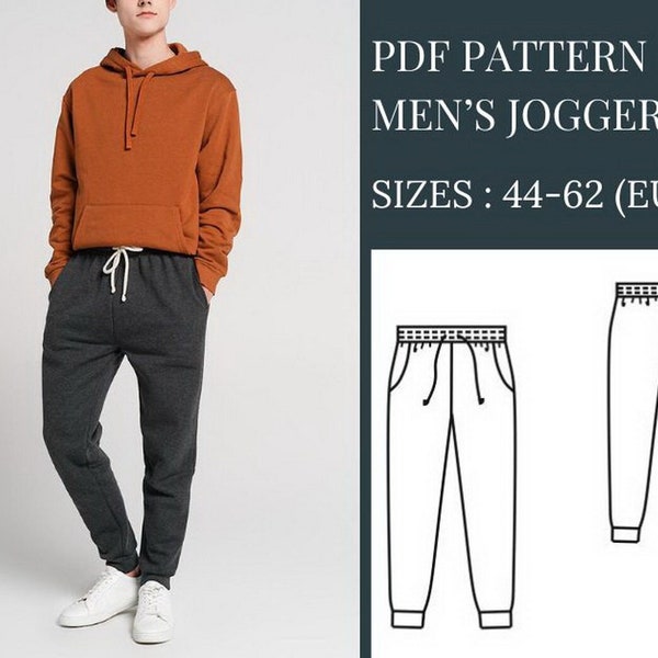 Patron de couture de pantalon de jogging homme, Patrons de couture, Patron de couture, PDF patron de couture homme, Patrons de couture de pantalon homme, Patron de pantalon de jogging homme