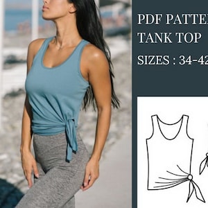 Tank Top Sewing Pattern, Sewing Pattern, Pattern Sewing, T-shirt Sewing Pattern, Top Pattern, Sewing Pattern PDF, Side Tie Top Pattern