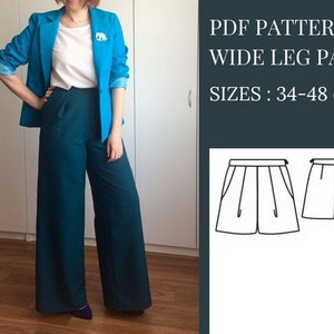 Shorts Pattern, Sewing Pattern Trousers, Pattern Sewing, Womens Trousers Pattern, PDF Sewing Patterns, Wide leg Trousers pattern