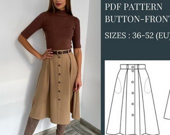 Skirts Sewing Patterns, Sewing Patterns, Pattern Sewing, Womens Skirt Pattern, PDF Sewing Pattern, Skirt Sewing Pattern, Girl Skirt Pattern