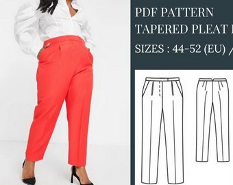 Tapered Pants Pattern, Pants Pattern, Trousers Patterns, Plus Size Sewing Patterns, Pattern Sewing, PDF Sewing Patterns, Sewing Patterns