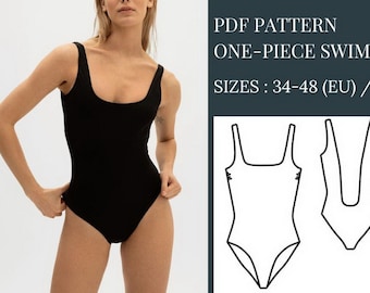 Swimsuit Pattern, One-piece Swimsuit Pattern The Square-Neck Swimsuit Pattern Sewing Patterns Bathing Suits Patterns Swimsuits Patterns