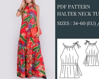 Pillowcase Dress Pattern Plus Size Sewing Patterns Pattern Sewing PDF Sewing Patterns Halter Neck Dress Pattern Halter Neck Tunic Pattern