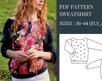 Sweatshirt Pattern, Sewing Patterns, Pattern Sewing, Girls sewing patterns, pdf Sewing Patterns, Jamper pattern, Blouse Sewing Pattern