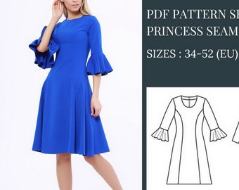 Pattern Sewing Princess Seam Dress Sewing Pattern Dresses Patterns PDF Sewing Pattern Women Sewing Pattern PDF Sewing Patterns Pdf Pattern