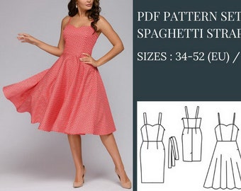 Dress Pattern, Sewing Pattern Dress, Pattern Sewing, Strap Dress Pattern, PDF Sewing Patterns, Dress Sewing Pattern, Vintage Dress Pattern