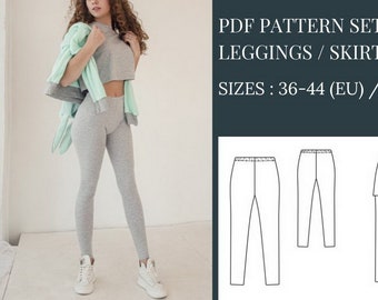Leggings Pattern, Sewing Patterns, Sewing Patterns for Women, Patterns Sewing, Pants Pattern PDF, Sewing Patterns pdf Skirt Leggings Pattern