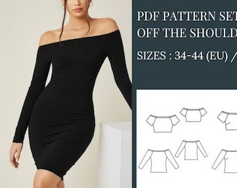 Crop Top Sewing Pattern Sewing Pattern Pattern Sewing Off the Shoulder Dress Sewing Pattern Top Pattern Sewing Pattern PDF Dress Pattern PDF