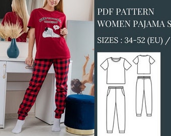 PDF Pajamas Patterns Women's Pajama Pattern Sewing Pattern Loungewear Patterns Sleepwear Patterns Pj Pattern Christmas Pajamas Patterns