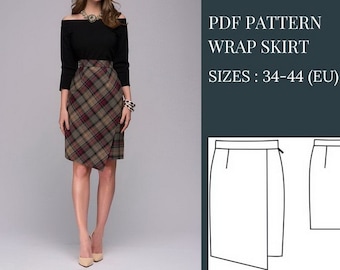 Wrap Skirt Sewing Pattern, Sewing Pattern, Pattern Sewing, PDF Sewing Pattern, Skirt Sewing Pattern, pdf Sewing Patterns, Sewing Patterns