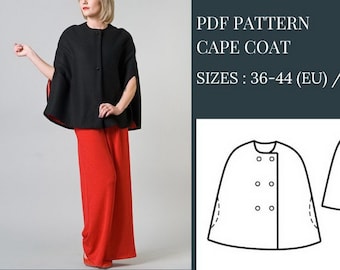 Vintage Sewing Pattern Womens, Cape Coat Pattern, Poncho Pattern, Cloak Pattern, Jacket Pattern, Pattern Sewing, PDF Sewing Patterns