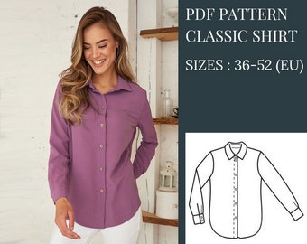 Patron de chemise, Patrons de chemises classiques, Patrons de couture, Patrons de couture, Patrons de couture PDF, Patrons de couture femmes, Patrons de couture PDF