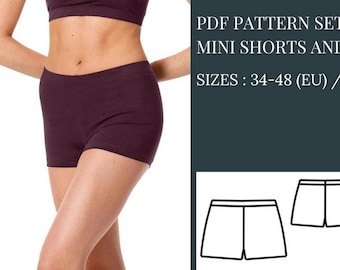 Patrons de couture PDF Patron de couture de shorts Patron de couture de shorts Patron de mini shorts Patron de shorts de sport Patron de shorts de yoga PDF