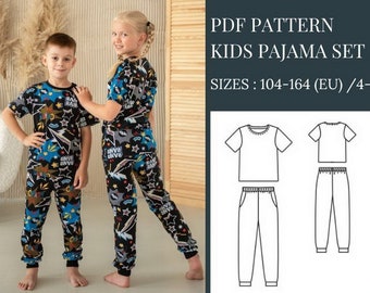 PDF Pajamas Patterns Kids Pajamas Patterns Sewing Pattern Sleepwear Kids Patterns Christmas Pajamas Patterns Boy's Patterns Girl's patterns