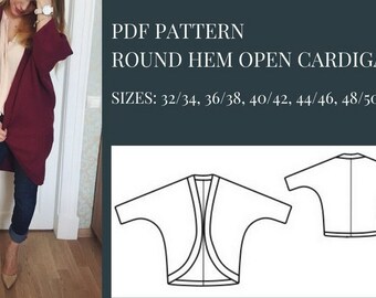 Round Hem Cardigan Pattern Curved Hem Cardigan Pattern Sewing Patterns Pattern Sewing Plus size sewing patterns Hi Low Cardigan Pattern