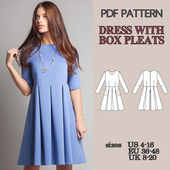 Buy Vintage Dress Sewing Pattern, Dress With Box Pleates Pattern, Women PDF Sewing Pattern, Pleated Dress With Pockets Step by Step Tutorial DIY Online in India - Etsy Buy Vintage Dress Sewing Pattern, Dress With Box Pleates Pattern, Women PDF Sewing Pattern, Pleated Dress With Pockets Step by Step Tutorial DIY Online in India - Etsy