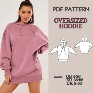 Women Hoodie Pattern, Sewing Patterns, Pattern Sewing, Plus size sewing patterns, pdf Sewing Patterns, Sewing Pattern Hoodie, PDF Pattern