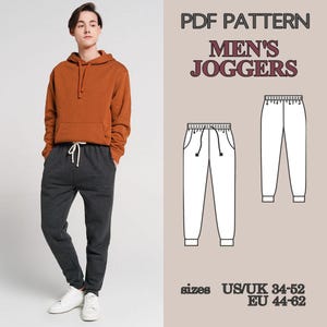 Men&#39;s Joggers Sewing Pattern, Sewing Patterns, Pattern Sewing, PDF Men&#39;s Sewing Pattern, Men Pants Sewing Patterns, Men&#39;s Joggers Pattern