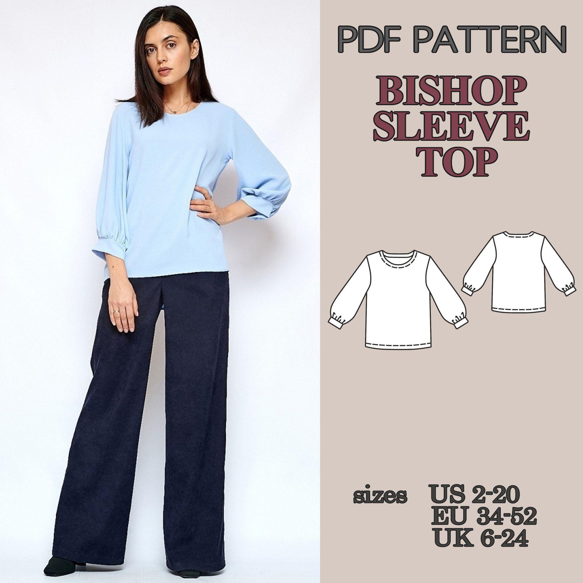 Bishop Sleeve Top Sewing Pattern PDF, Puff Sleeve Blouse Pattern ...