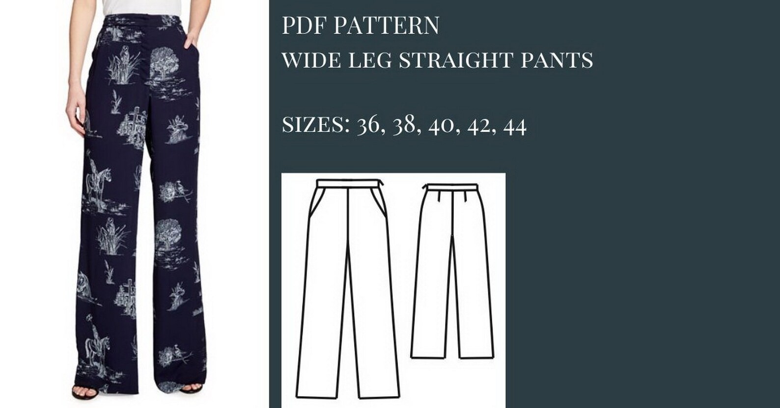 Wide Leg Pants Pattern Pants Pattern Trousers Patterns | Etsy