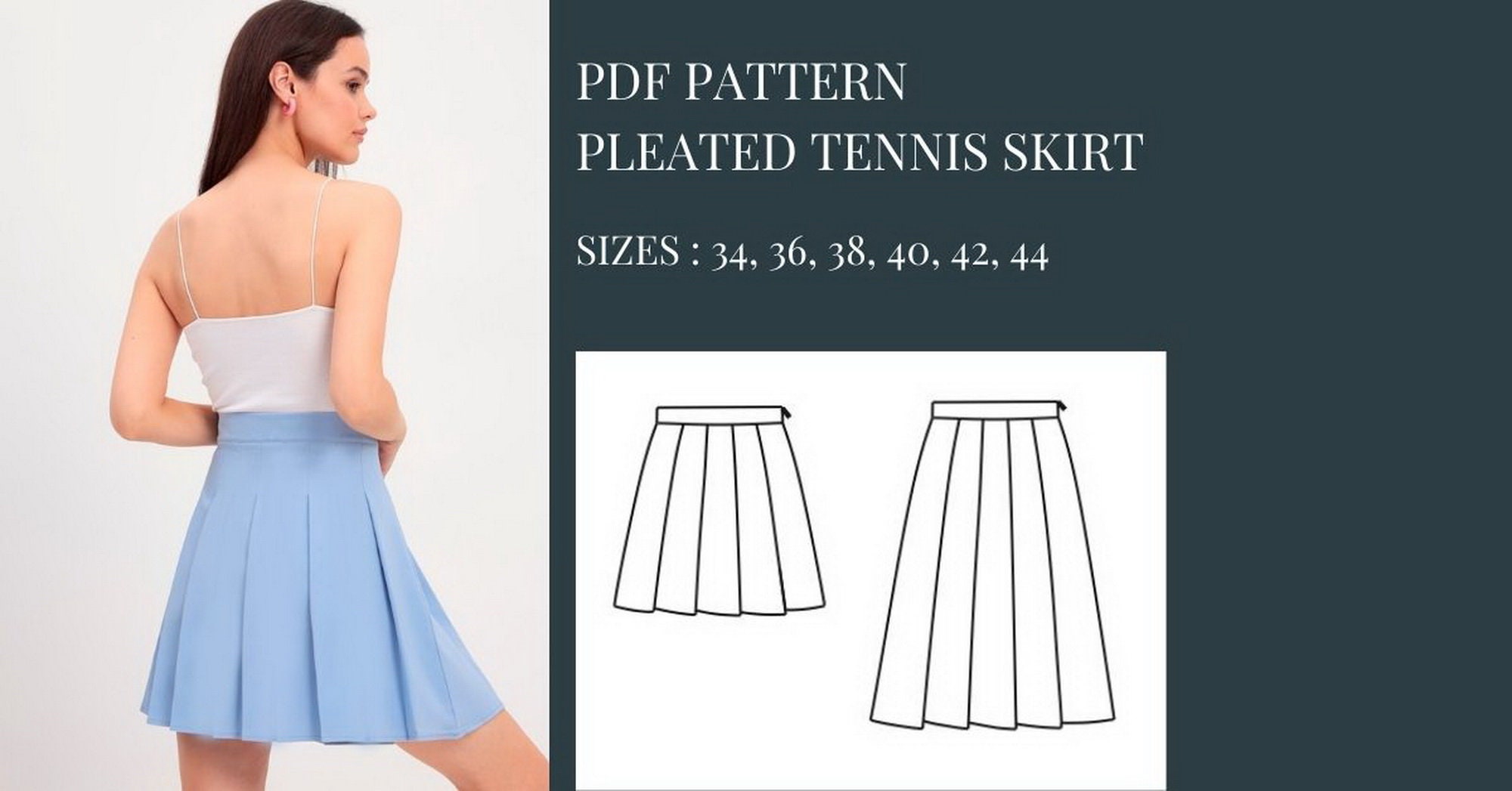 Pleated Tennis Skirt Pattern Sewing Pattern Pattern Sewing Etsy UK