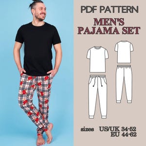 PDF Pajama Patterns Men&#39;s Pajama Set Sewing Pattern Loungewear Patterns Sleepwear Patterns Pj Pattern Christmas Pajamas Patterns Holiday