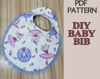 Baby Bib Sewing Pattern PDF | DIY Baby Bib Pattern with Video Tutorial & Step-by-Step Photo Instructions | Easy Beginner Sewing Pattern