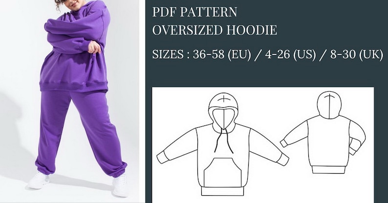 Women Hoodie Pattern, Sewing Patterns, Pattern Sewing, Plus size sewing patterns, pdf Sewing Patterns, Sewing Pattern Hoodie, PDF Pattern image 9