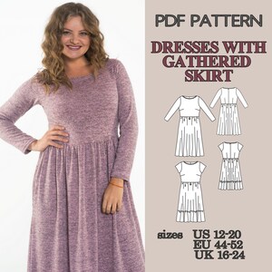 PDF Sewing Pattern Dress Set, Midi and Maxi Dress Patterns, Ruffle Hem Dress, Gathered Waist Dress, Short Sleeve Dress Pattern, Summer Dress image 8