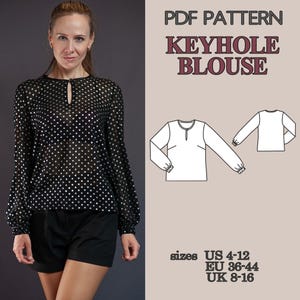 Patrón de blusa en PDF, Patrón de costura de blusa, Patrones de costura, Patrón de costura, Patrones de costura en PDF, Patrón de costura para mujer, Patrón de costura en PDF