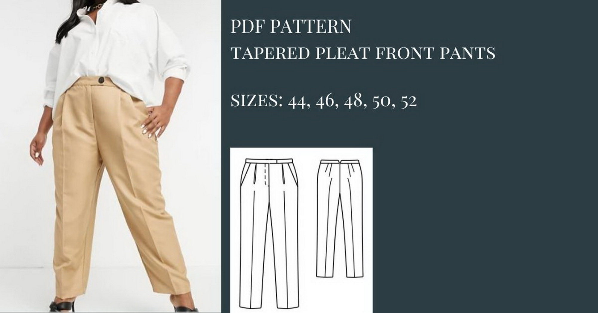 Tapered Pants Pattern Pants Pattern Trousers Patterns Plus - Etsy