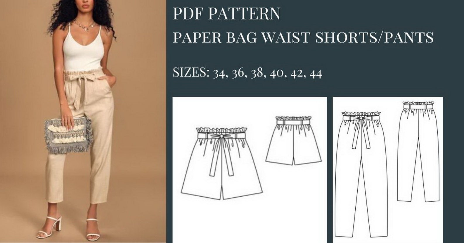 Paper Bag Pants Pattern Pants Pattern Women Pants Pattern Etsy