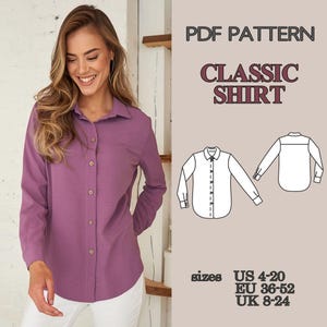 Shirt Pattern, Classic Shirts Patterns, Sewing Patterns, Pattern Sewing, PDF Sewing Patterns, Sewing Pattern Women, Sewing Pattern PDF