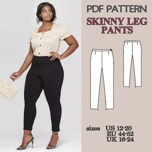 Pants Pattern, Trousers Patterns, Plus Size Sewing Patterns, Pattern Sewing, PDF Sewing Patterns, Sewing Patterns, Skinny-Leg Pants Pattern
