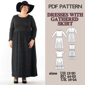 PDF Sewing Pattern Dress Set, Midi and Maxi Dress Patterns, Ruffle Hem Dress, Gathered Waist Dress, Short Sleeve Dress Pattern, Summer Dress image 5