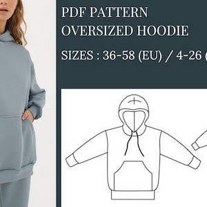 Women Hoodie Pattern, Sewing Patterns, Pattern Sewing, Plus size sewing patterns, pdf Sewing Patterns, Sewing Pattern Hoodie, PDF Pattern, Oversized Hoodie Sewing Pattern, Loungewear clothes sewing patterns, Plus Size sport patterns