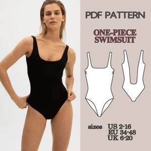 Swimsuit Pattern, One-piece Swimsuit Pattern The Square-Neck Swimsuit Pattern Sewing Patterns Bathing Suits Patterns Swimsuits Patterns