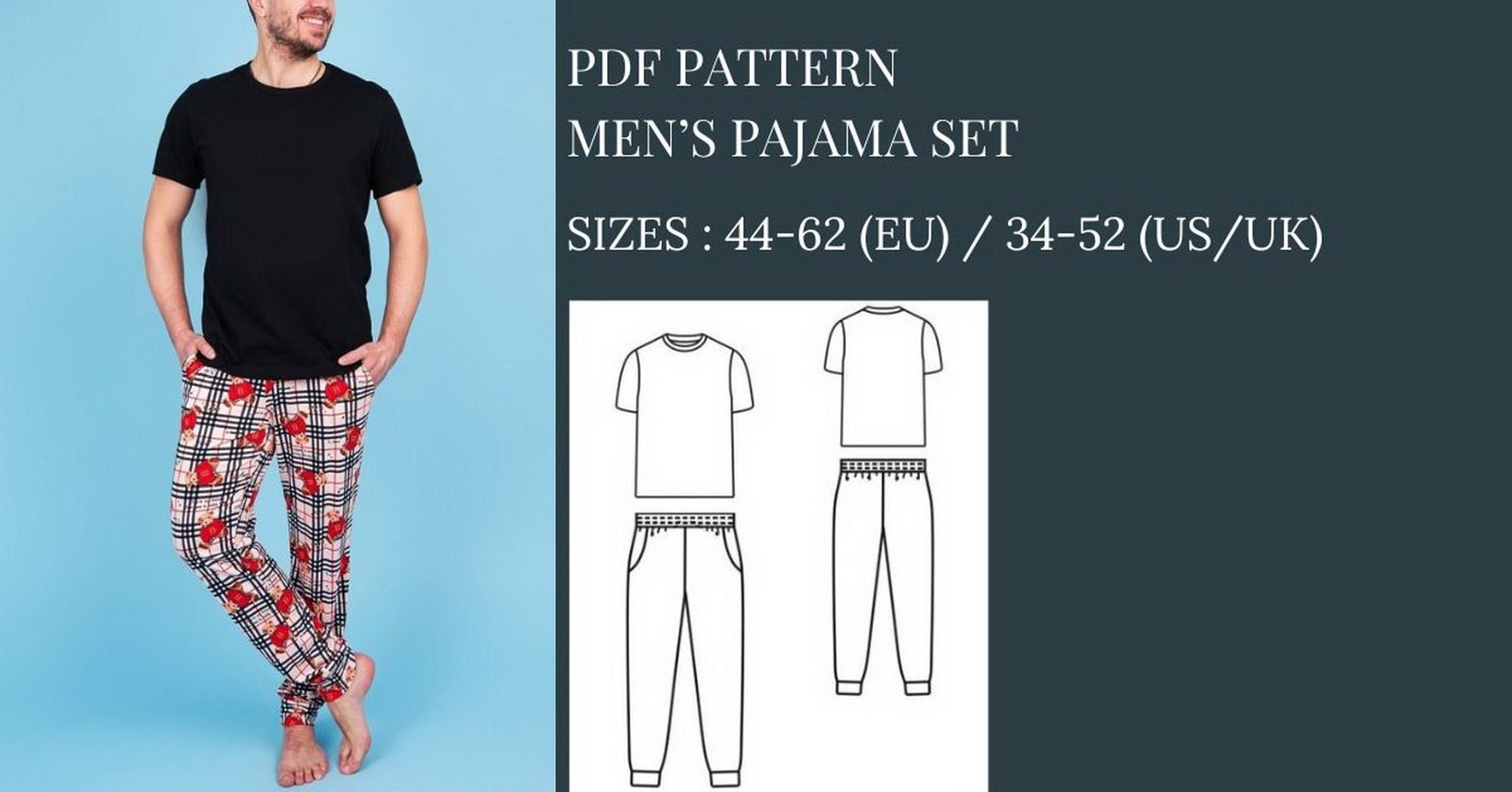 Mens Pajama Pattern Etsy Canada