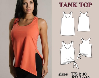 Tank Top Sewing Pattern, Sewing Pattern, Pattern Sewing, T-shirt Sewing Pattern, Top Pattern, Sewing Pattern PDF, Side Tie Top Pattern