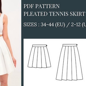 Mini Skirt Sewing Pattern, Pleated Tennis Skirt Pattern, Sewing Pattern, Pattern Sewing, PDF Sewing Pattern, Highwaisted Mini Skirt Pattern, Skater Skirt Pattern, Girls skirt sewing pattern, School skirt sewing pattern, Office skirt sewing pattern