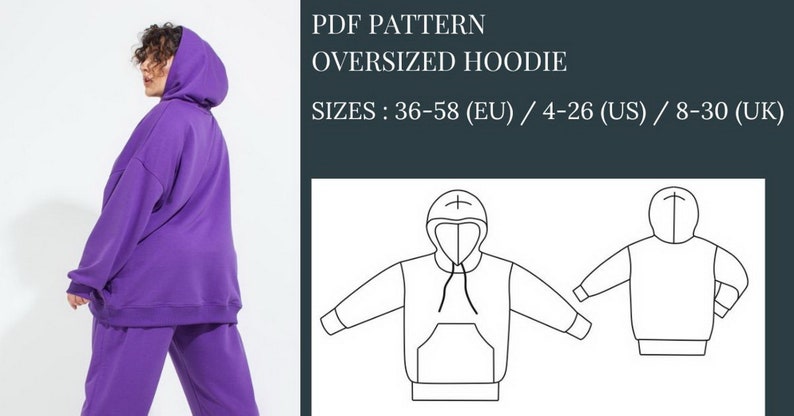 Women Hoodie Pattern, Sewing Patterns, Pattern Sewing, Plus size sewing patterns, pdf Sewing Patterns, Sewing Pattern Hoodie, PDF Pattern image 10