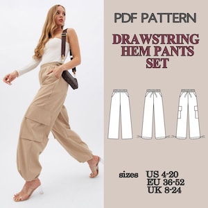 Pants Sewing Patterns, Sewing Patterns, Pattern Sewing, PDF Sewing Pattern, Trousers Pattern, Drawstring hem Pants Pattern, Women Patterns