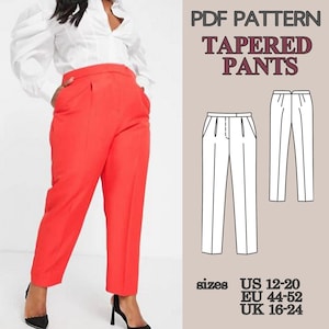 Tapered Pants Pattern, Pants Pattern, Trousers Patterns, Plus Size Sewing Patterns, Pattern Sewing, PDF Sewing Patterns, Sewing Patterns