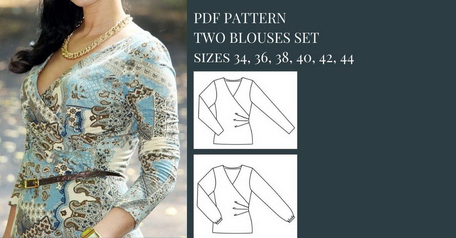 Wrap Blouse Pattern Blouse Sewing Pattern Sewing Pattern Etsy