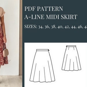A-line Skirt Pattern Midi Skirt Pattern Clothes Pattern - Etsy