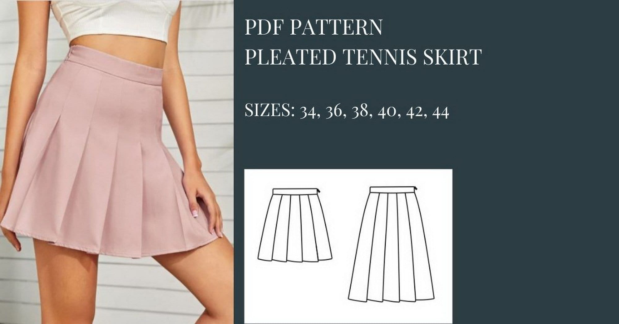 Pleated Tennis Skirt Pattern Sewing Pattern Pattern Sewing Etsy