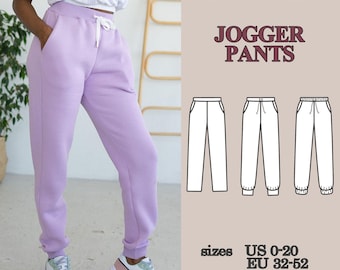 Pants Sewing Pattern Set, 3 Styles Trousers Bundle PDF, Stretch Pants and Joggers Pattern, Elastic Waist Drawstring, Casual Lounge Pants DIY