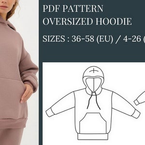 Women Hoodie Pattern, Sewing Patterns, Pattern Sewing, Plus size sewing patterns, pdf Sewing Patterns, Sewing Pattern Hoodie, PDF Pattern, Oversized Hoodie Sewing Pattern, Loungewear clothes sewing patterns, Plus Size sport patterns