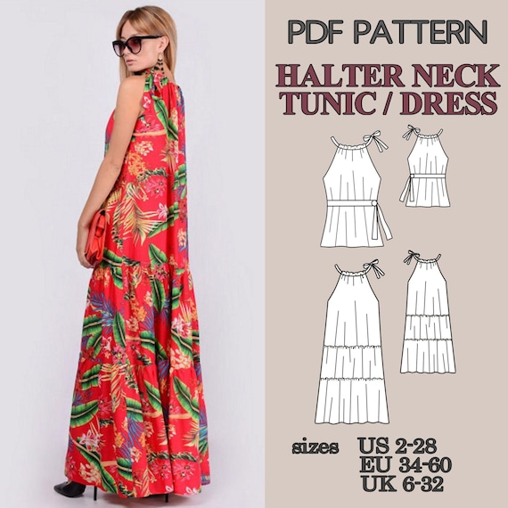 Pillowcase Dress Pattern Plus Size Sewing Patterns Pattern Sewing PDF Sewing  Patterns Halter Neck Dress Pattern Halter Neck Tunic Pattern - Etsy Norway