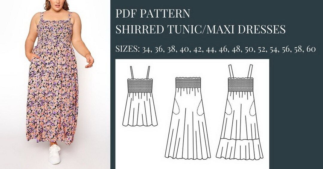 Sewing Pattern Sewing Patterns Shirred Dress Pattern Dress - Etsy